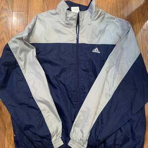 Vintage Adidas Two Tone Grey Fleece Lined Windbreaker Waterproof Jacket